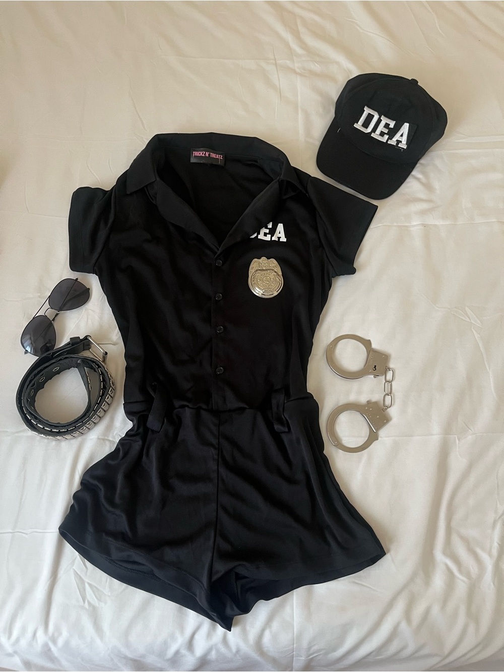 'DEA' Black Police Costume One-Piece Romper